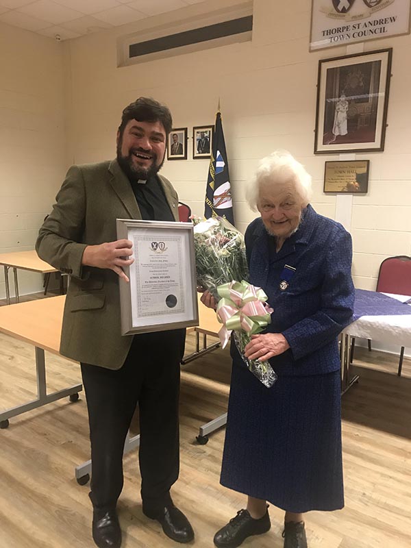 Auriol made first Lady Freeman of Thorpe St Andrew